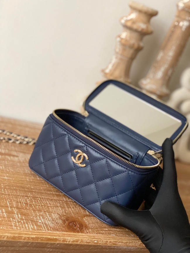 Chanel mini Shoulder Bag Lambskin & Gold-Tone Metal 81208 dark blue