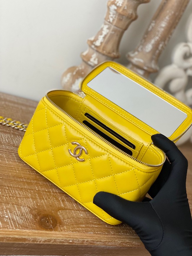 Chanel mini Shoulder Bag Lambskin & Gold-Tone Metal 81208 yellow