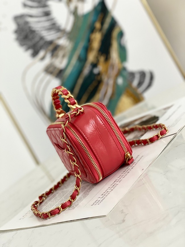 Chanel mini Shoulder Bag Lambskin & Gold-Tone Metal AS2178 red