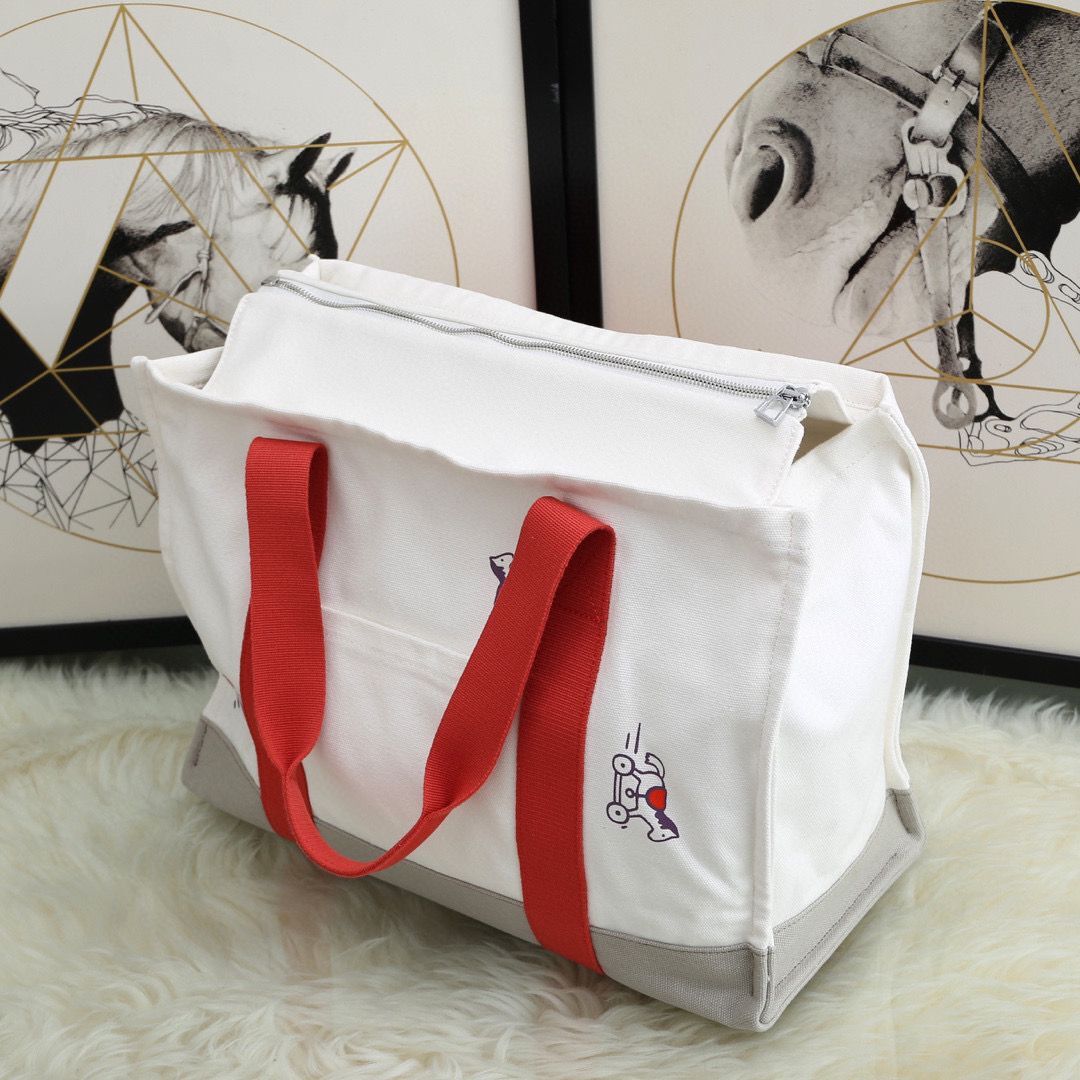 Hermes Adada Nappy Canvas Shopping Bag H5635 Orange