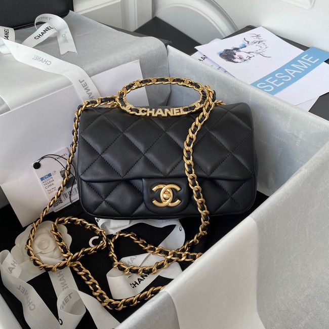 Chanel FLAP BAG Lambskin & Gold-Tone Metal AS3451 black