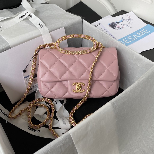 Chanel FLAP BAG Lambskin & Gold-Tone Metal AS3451 pink