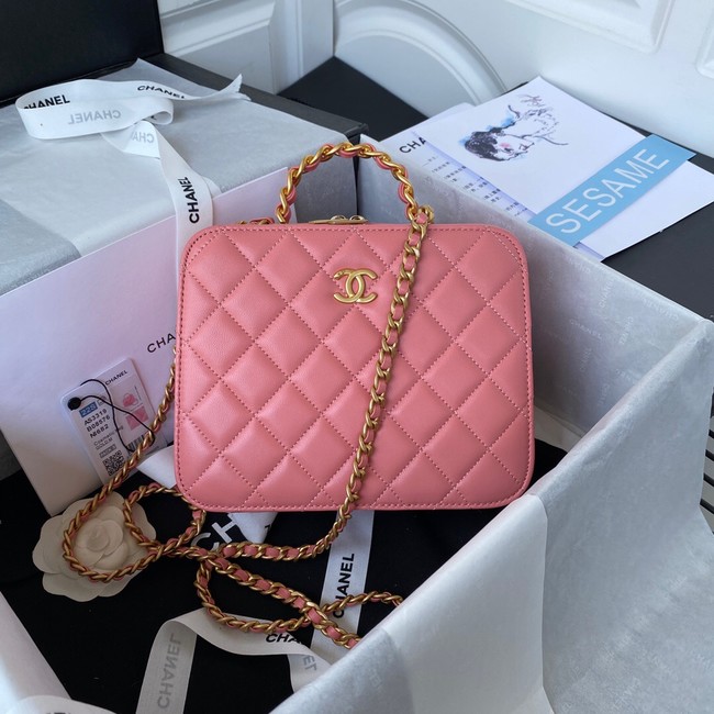Chanel VANITY CASE Lambskin & Gold-Tone Metal AS3319 pink