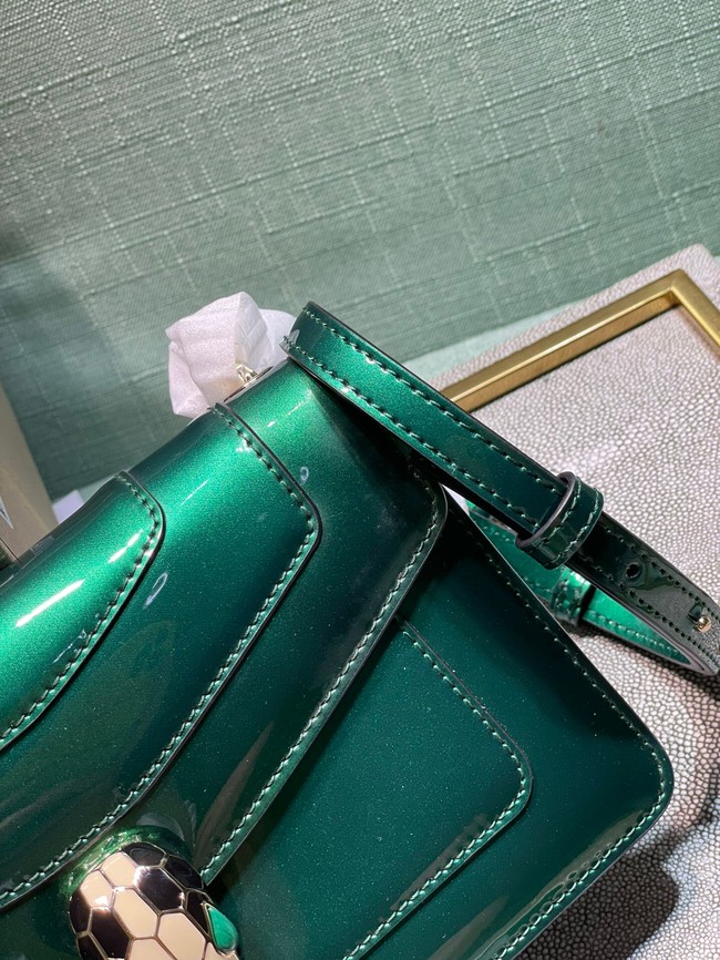 BVLGARI Serpenti Forever metallic-leather shoulder bag 292104 green
