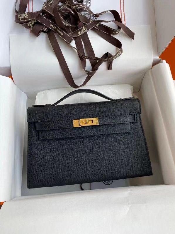 Hermes Kelly 22cm Tote Bag Original Leather KL22 Black
