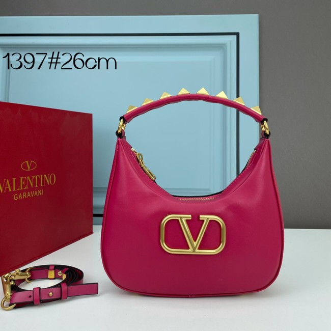 VALENTINO GARAVANI STUD SIGN Calf Leather Hobo bag 1W2B0K69 rose