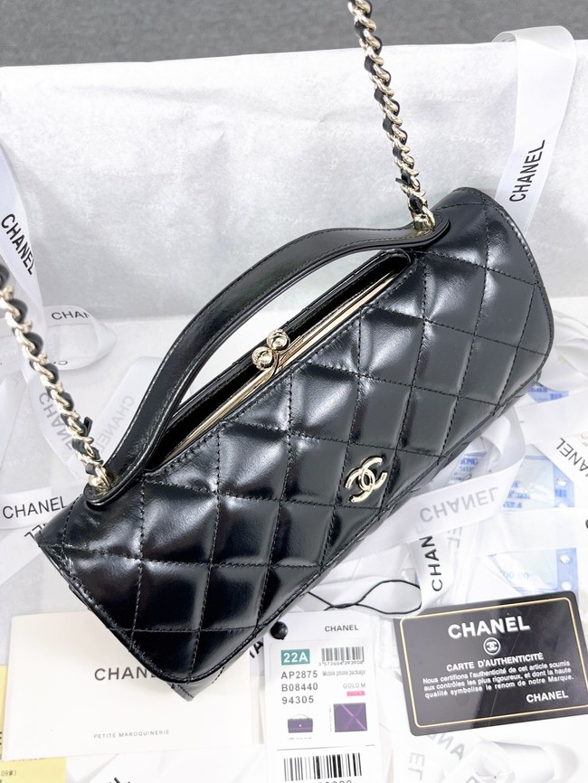 Chanel FLAP PHONE HOLDER WITH CHAIN AS2875 BLACK