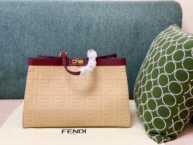 Fendi X-Tote houndstooth wool shopper with FF embroidery 8BH374A Beige