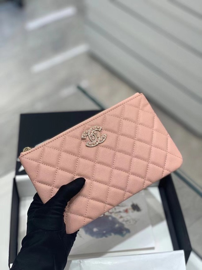 CHANEL SMALL POUCH Grained Calfskin & Gold-Tone Metal AP2968 Pink