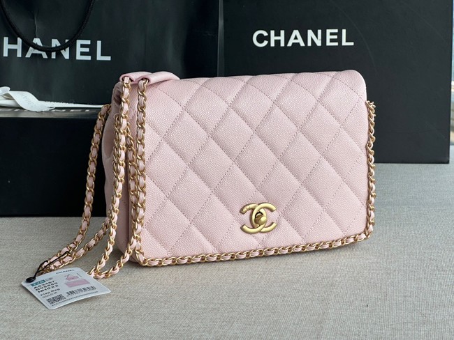 Chanel SMALL Flap Bag Grained Calfskin & Gold-Tone Metal AS3467 pink