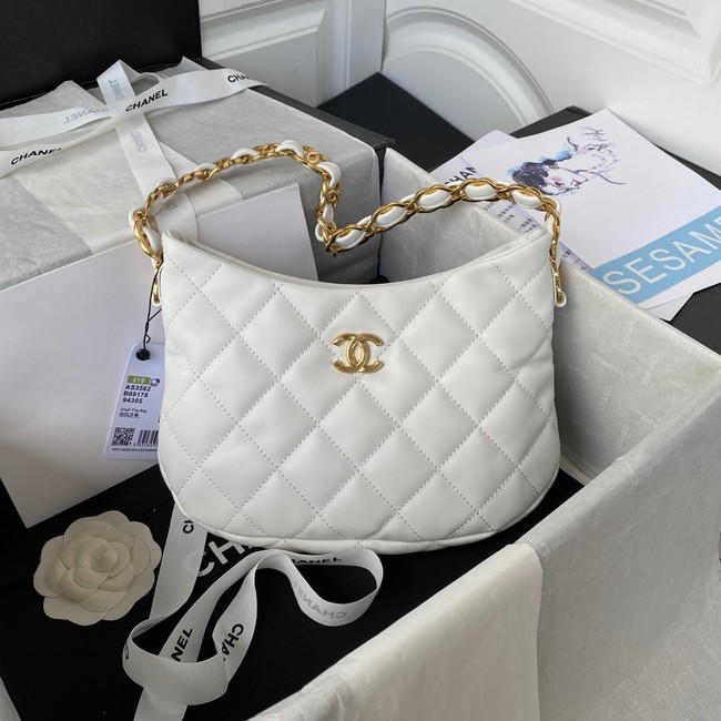 Chanel SMALL BAG Lambskin & Gold-Tone Metal AS3562 WHITE