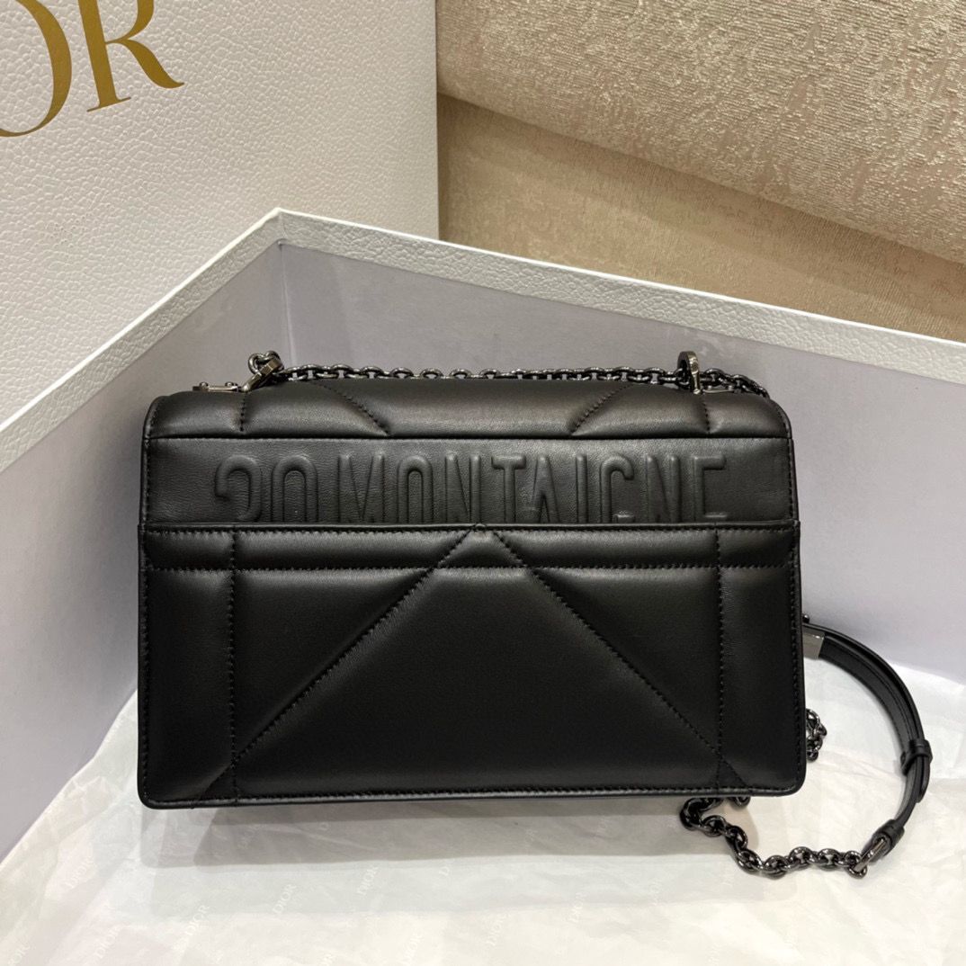 DIOR 30 MONTAIGNE POUCH WITH SHOULDER STRAP AND HANDLE S32698 BLACK
