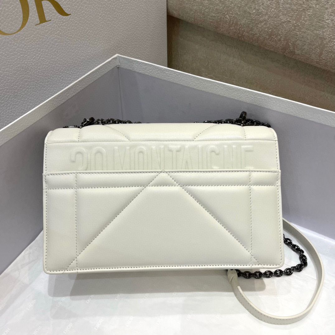 DIOR 30 MONTAIGNE POUCH WITH SHOULDER STRAP AND HANDLE S32698 WHITE