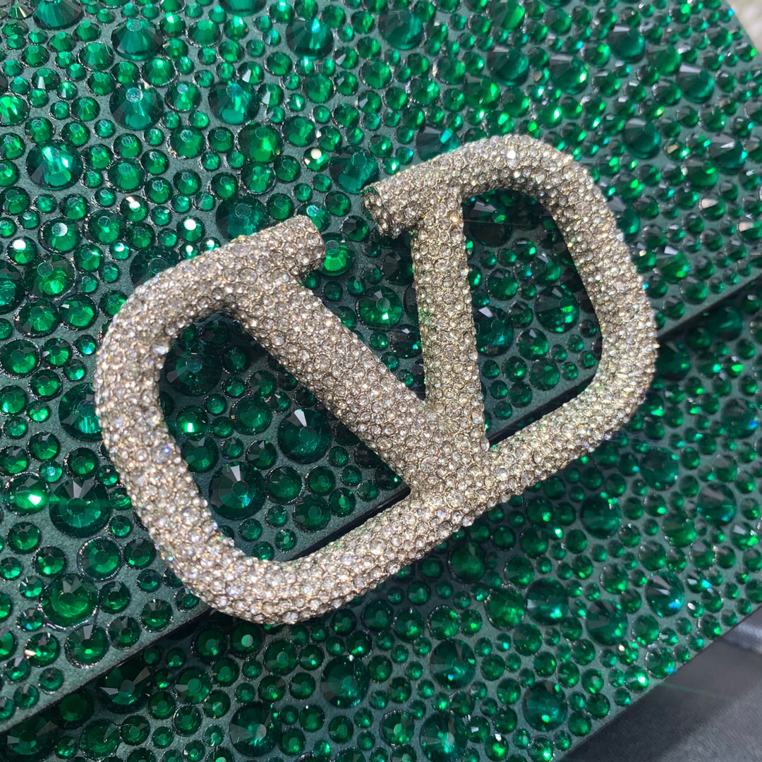 VALENTINO GARAVANI VSLING Shiny diamond Mini shoulder bag XW20808 green