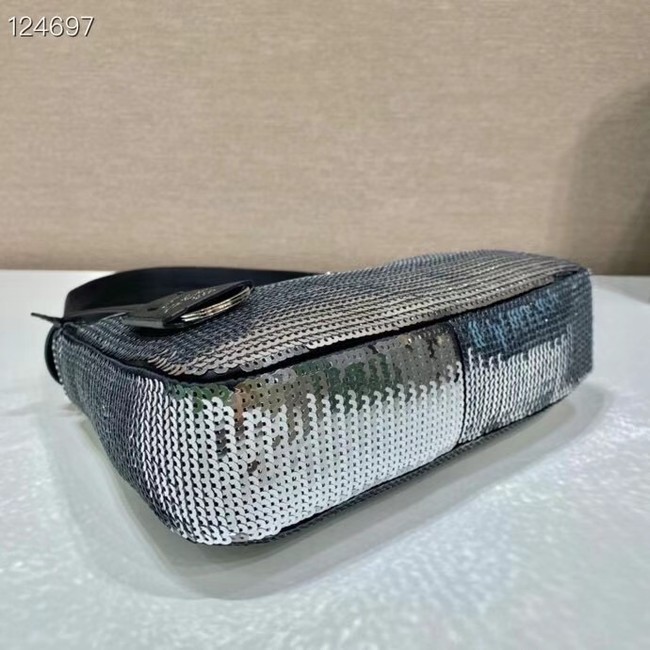 Prada Re-Edition 2000 sequined Re-Nylon mini-bag 1BC515 silver