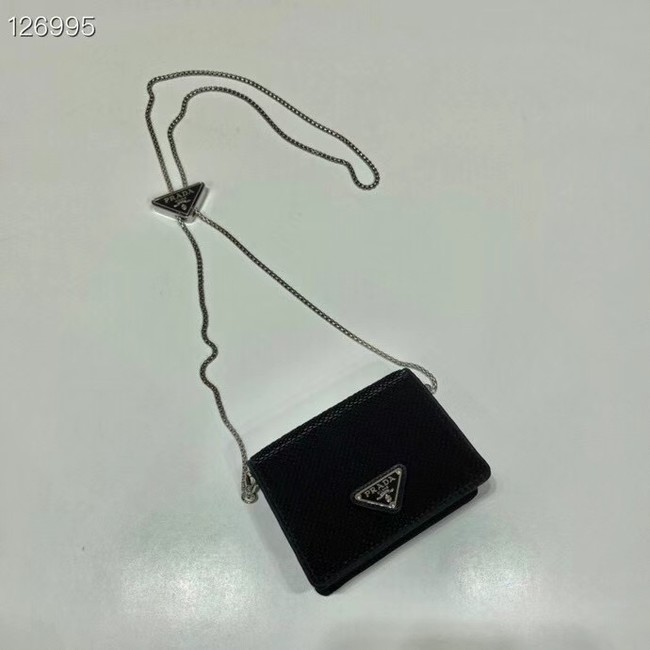 Prada Crystal-studded card holder with shoulder strap 1MR024 black