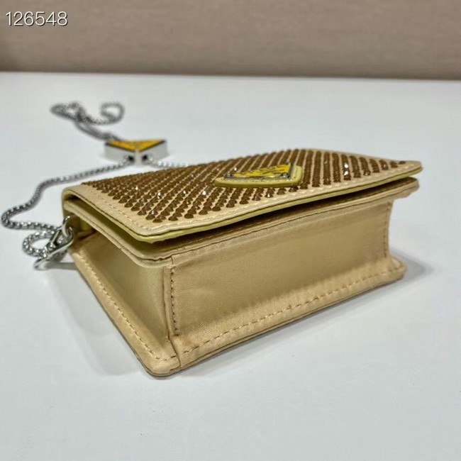 Prada Crystal-studded card holder with shoulder strap 1MR024 yellow