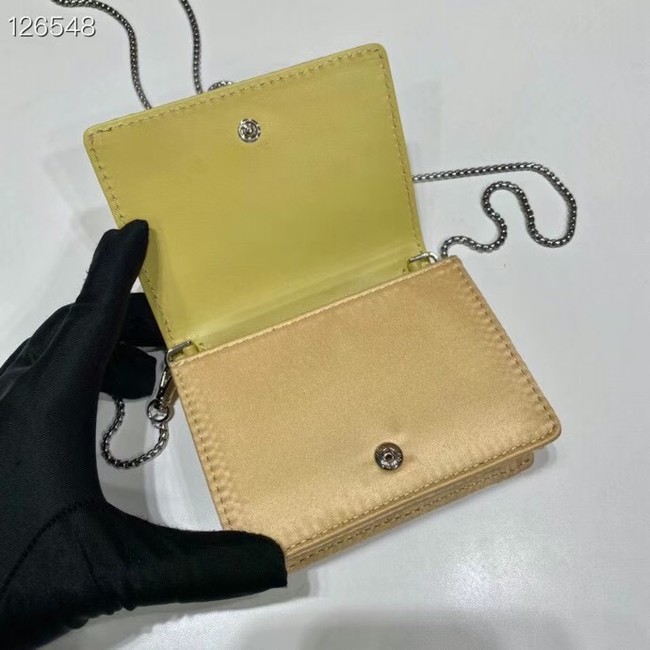 Prada Crystal-studded card holder with shoulder strap 1MR024 yellow