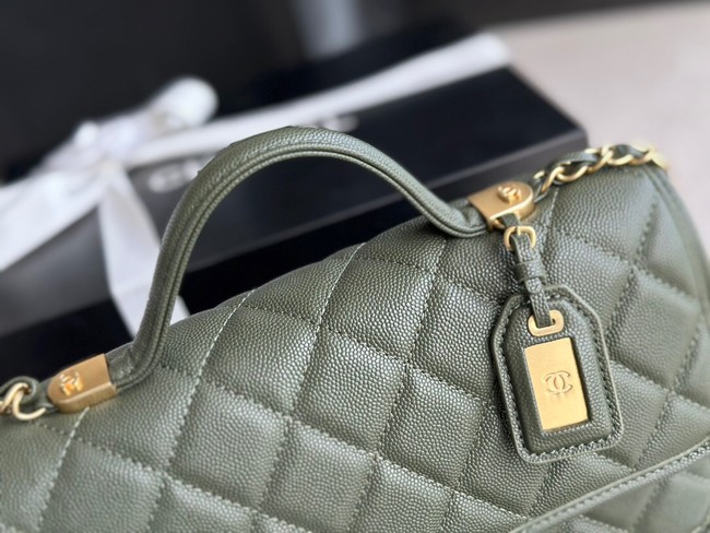 Chanel SMALL FLAP BAG WITH TOP HANDLE AS3653 blackish green