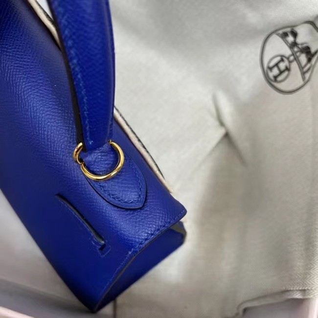 Hermes Kelly 25cm Shoulder Bags Epsom KL2755 Electrooptic blue&gold
