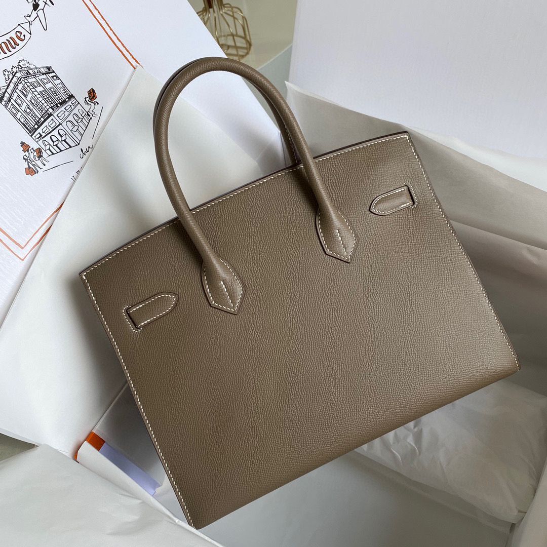 Hermes Birkin Bag Original Epsom Leather 30CM 17825 Elephant Grey