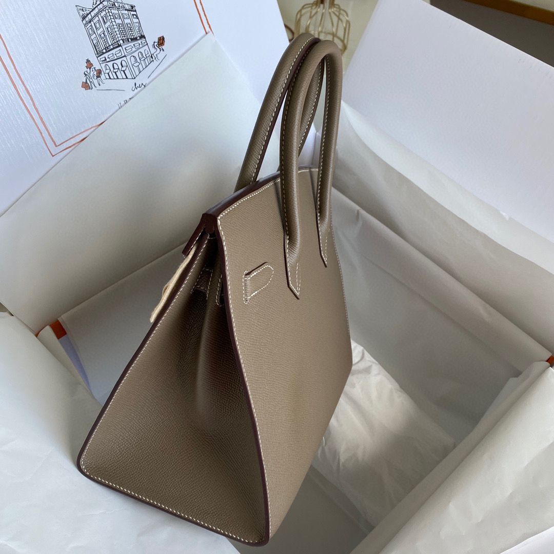 Hermes Birkin Bag Original Epsom Leather 30CM 17825 Elephant Grey