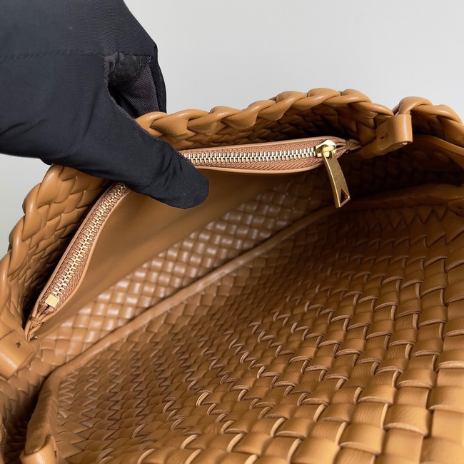 Bottega Veneta Small padded intreccio leather shoulder bag 709418 Caramel