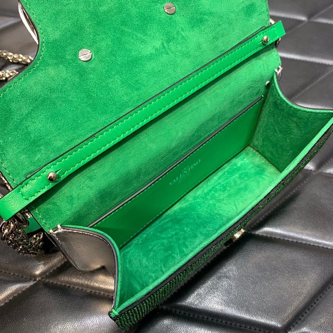 VALENTINO MINI LOCO imitation crystal shoulder bag WB0K53SL green