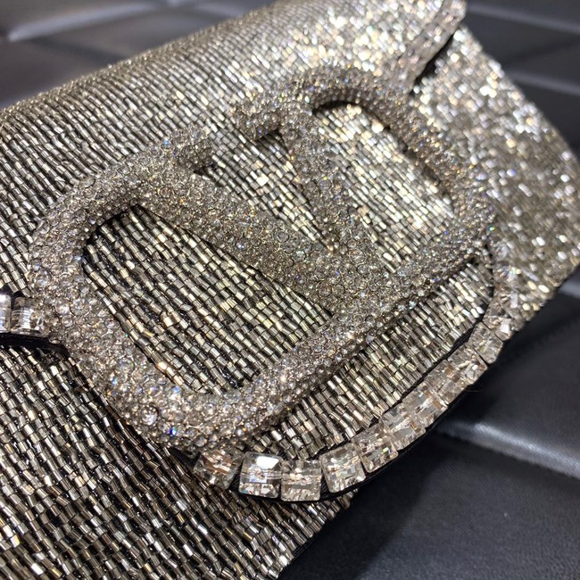 VALENTINO MINI LOCO imitation crystal shoulder bag WB0K53SL silver