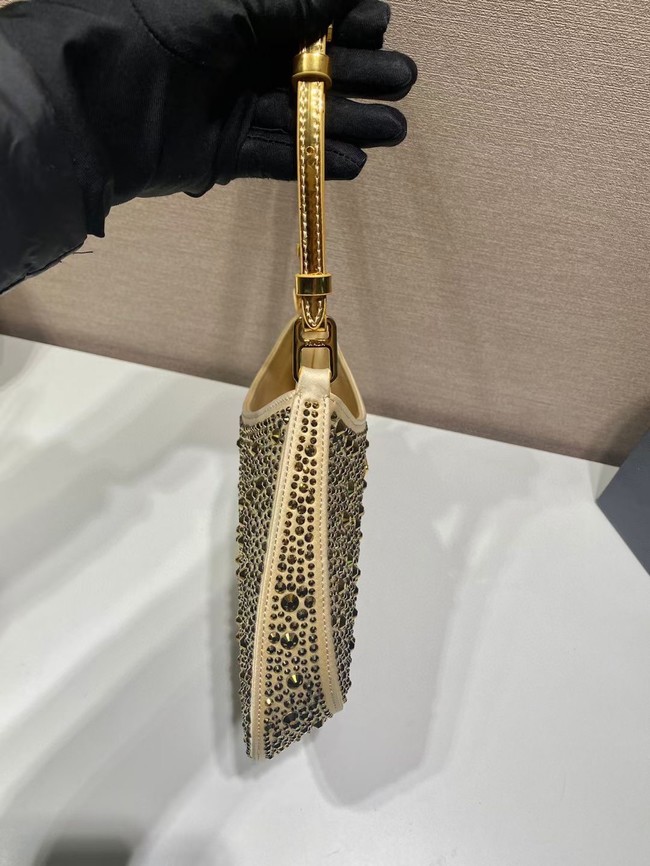 Prada Cleo satin bag with crystals 1BC169 gold