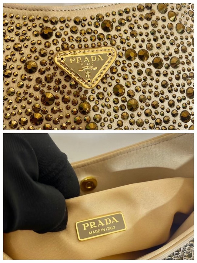 Prada Cleo satin bag with crystals 1BC169 gold