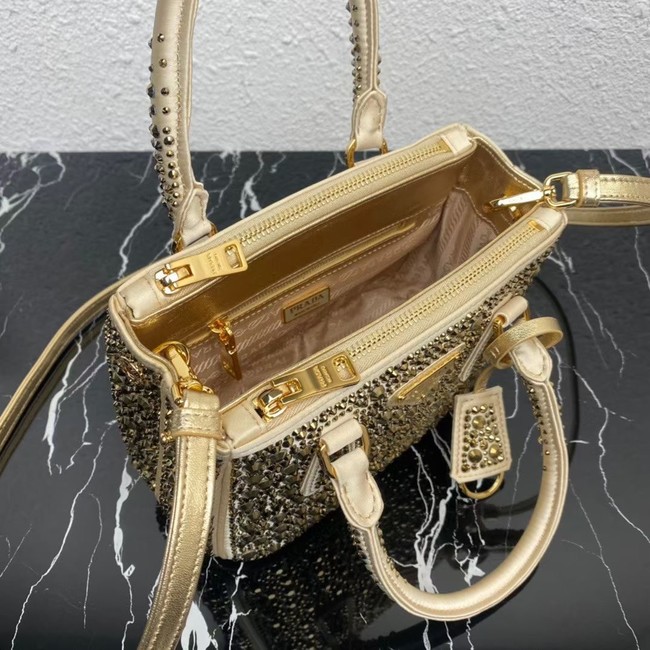 Prada Galleria satin mini-bag with crystals 1BA906 gold