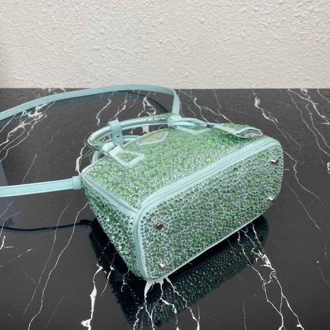Prada Galleria satin mini-bag with crystals 1BA906 green