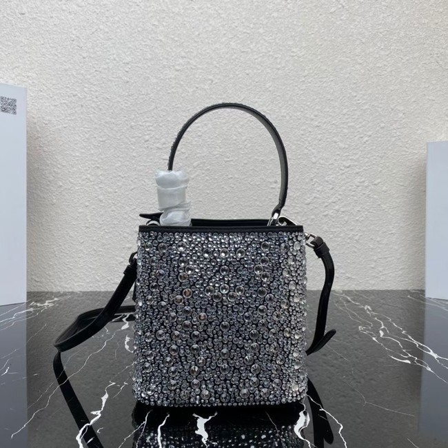 Prada Panier satin bag with crystals 1BA373 black