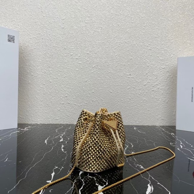 Prada Satin nano-bag with crystals 1NR016 Platinum