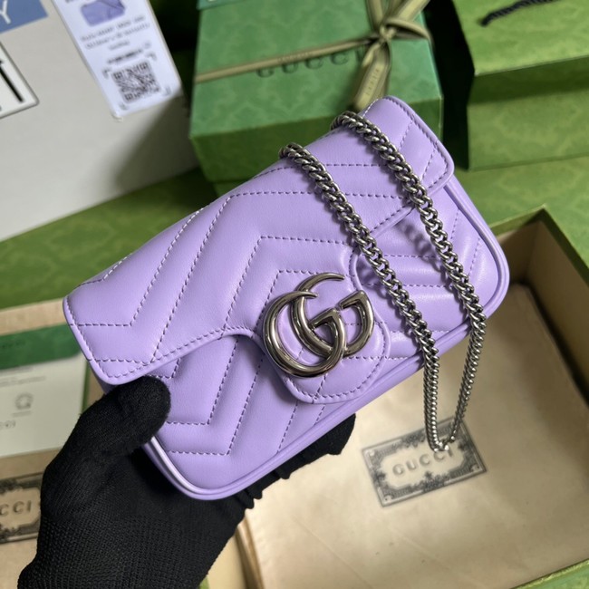 Gucci GG Marmont matelasse super mini bag 476433 Lilac