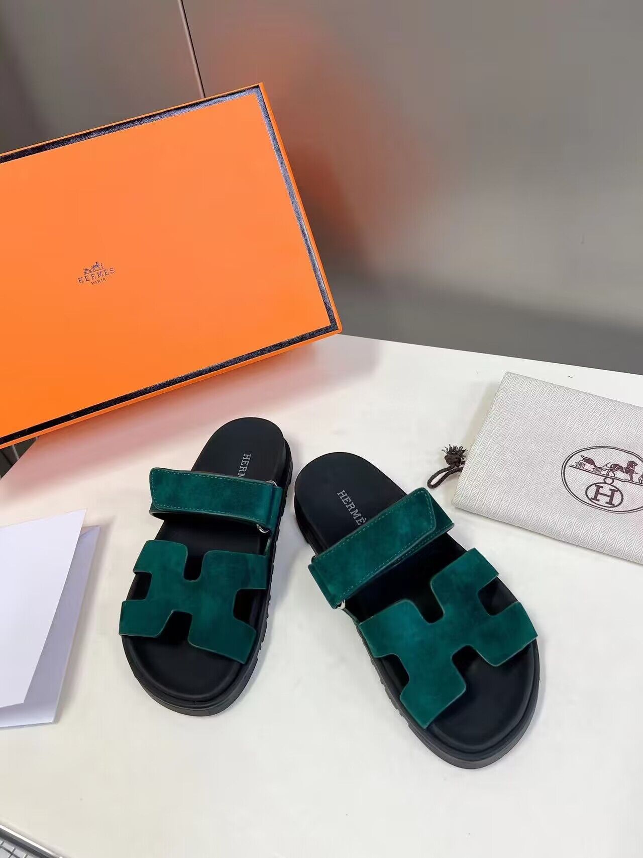 Hermes Shoes 2022 Chypre sandals HM63920 Green