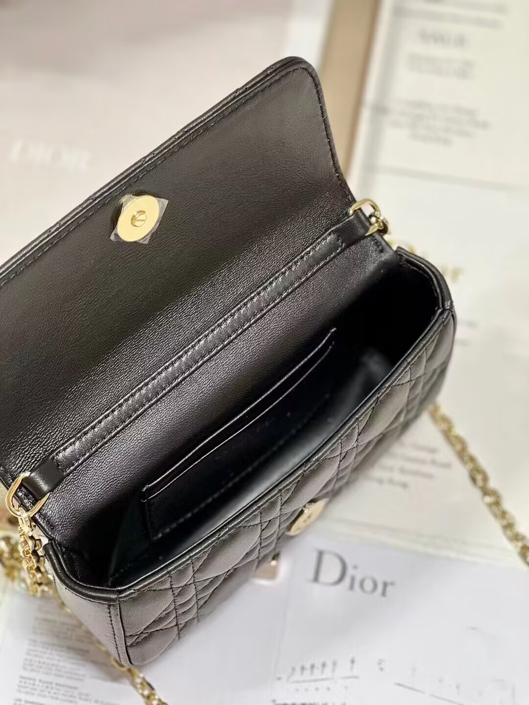 LADY DIOR PHONE POUCH Aesthetic Cannage Lambskin S0977OE black
