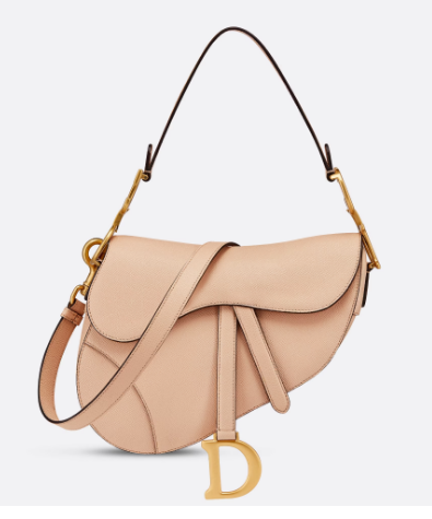 DIOR SADDLE BAG WITH STRAP Sand Pink Grained Calfskin M0455CBA