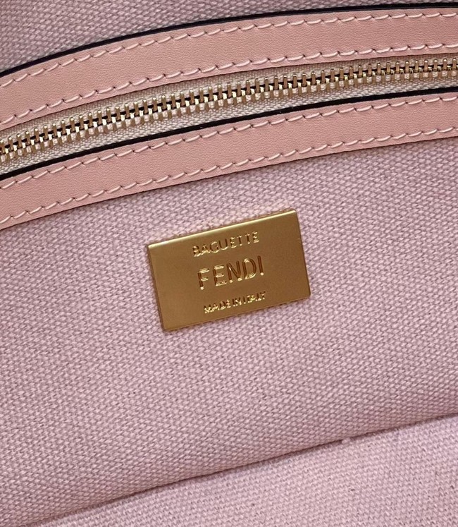 Fendi Baguette canvas bag with FF embroidery 8BR600 pink