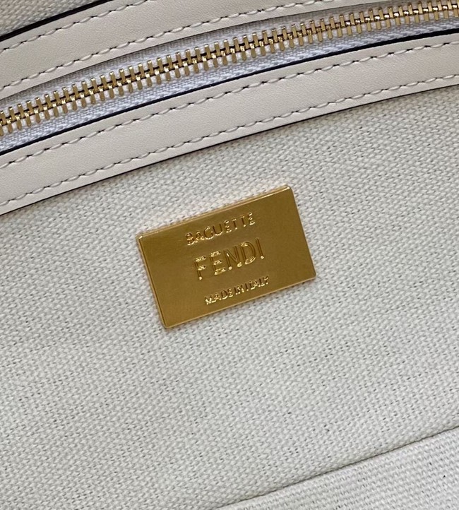 Fendi Baguette canvas bag with FF embroidery 8BR600 white