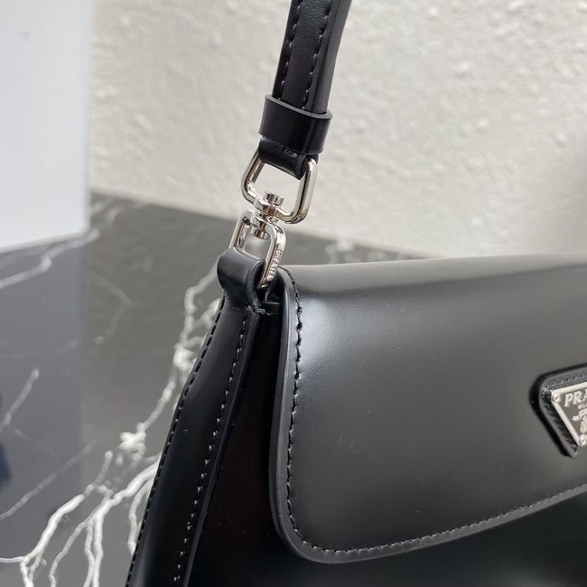 Prada Cleo brushed leather shoulder bag with flap 1BD311 black