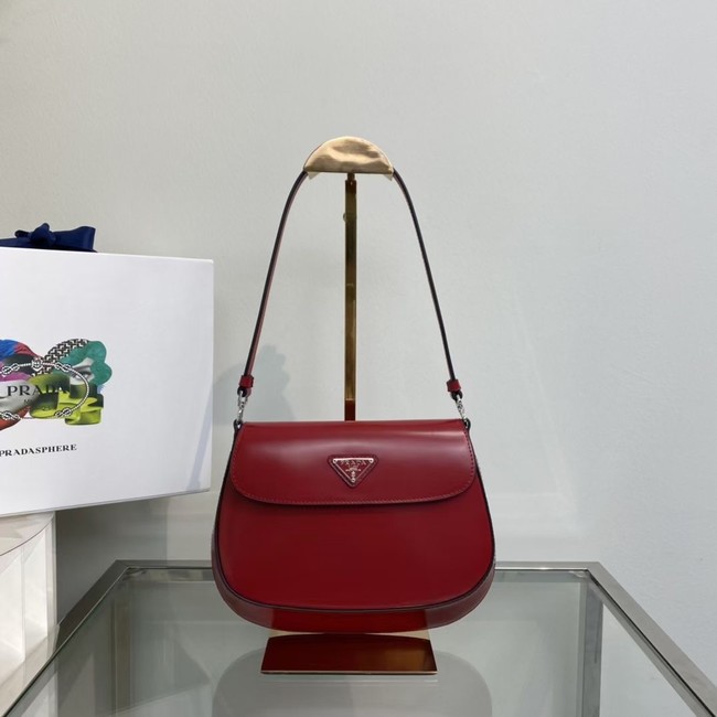 Prada Cleo brushed leather shoulder bag with flap 1BD311 red