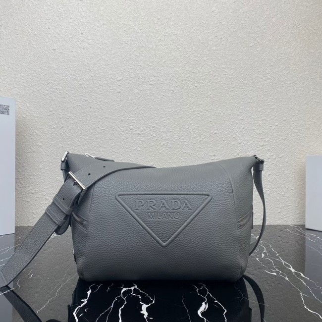 Prada Leather bag with shoulder strap 2VH165 gray