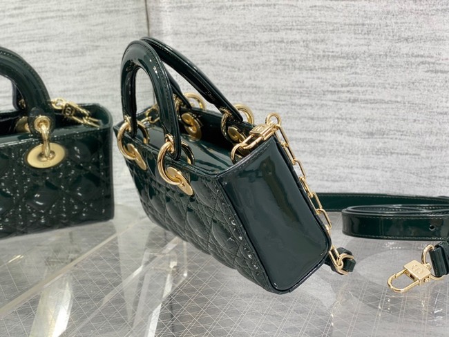 Dior SMALL LADY D-JOY BAG Patent Cannage Calfskin M0613OW blackish green