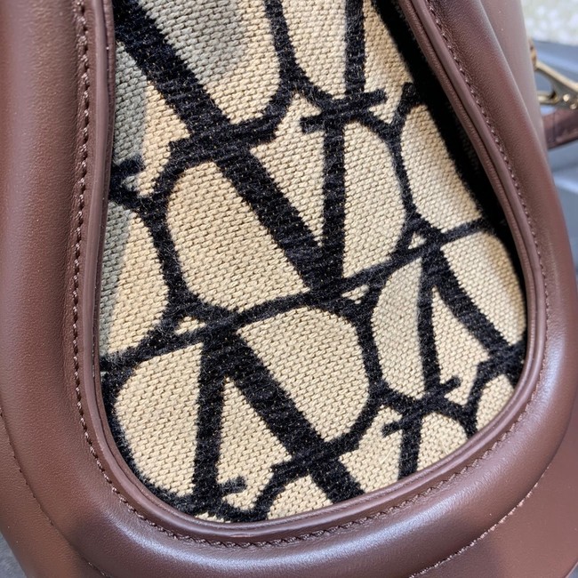 VALENTINO V-logo MINI LOCO sheepskin and fabric Bucket Bag I6ZN black