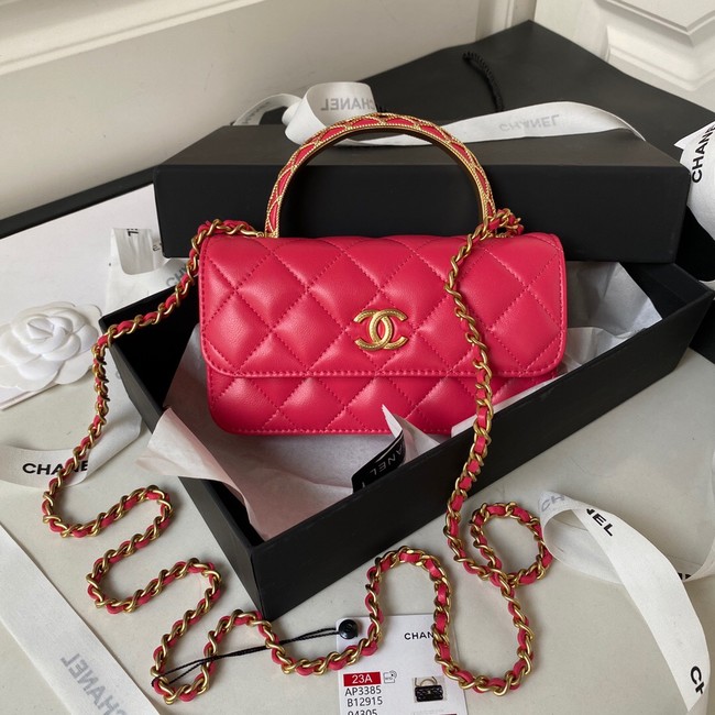 Chanel MINI FLAP BAG WITH TOP HANDLE AP3385 red