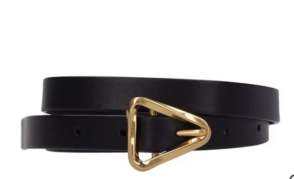 Bottega Veneta Leather Belt 76I-D5Q093 Black-gold