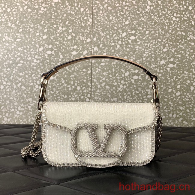 VALENTINO V-logo MINI LOCO bag beads 5032C white