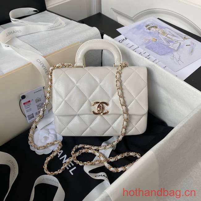 Chanel small flap bag with top handle AS4543 white